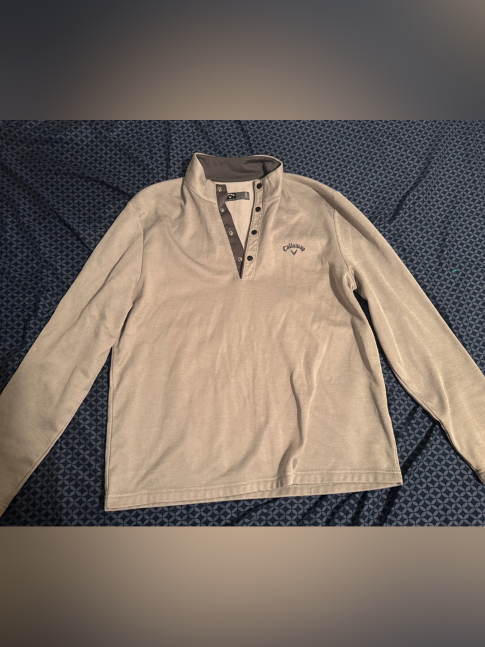 Callaway Tan Henley Pullover with Contrast Placket